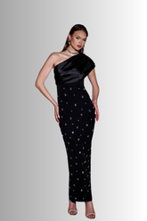 Rosabella Black Dress With Rhinestone