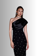 Rosabella Black Dress With Rhinestone