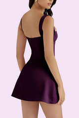 Aurora Grape Statement Skater Short Dress