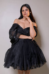 Off Neck Tube Top Backless Fit & Flare Mini Dress