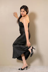 Tube Ruched Corset Mesh Tulle Maxi Dress