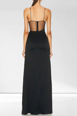 Spaghetti Strap See Through High Slit Star Long Dress