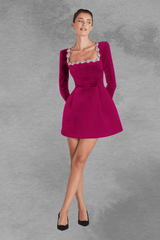 Berry Bliss Full Sleeves Mini Dress