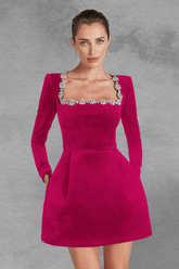 Berry Bliss Full Sleeves Mini Dress