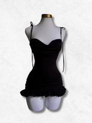Black Ruffle Mini Party Dress
