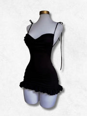 Black Ruffle Mini Party Dress