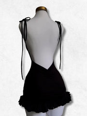 Black Ruffle Mini Party Dress