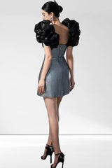 Rica Ruffled Sleeves Fit & Flare Short Dress