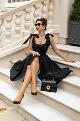 Chic Enchantress Black Midi Dress