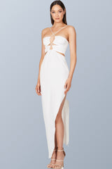 Halterneck Hallow Out Cutout Backless Split Dress