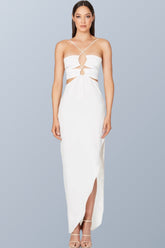 Halterneck Hallow Out Cutout Backless Split Dress