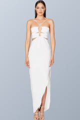 Halterneck Hallow Out Cutout Backless Split Dress