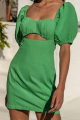 Staple Hollow Neck Short Dress