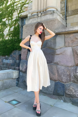 Spaghetti Strap Corset Flare Midi Dress