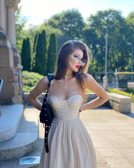 Spaghetti Strap Corset Flare Midi Dress