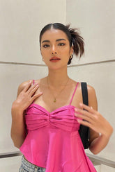 Maria Pleated Asymmetric Top