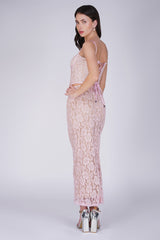 Spaghetti Strap Corset Top & Lace Maxi Skirt Co-ord Set