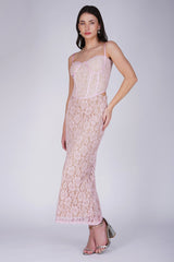 Spaghetti Strap Corset Top & Lace Maxi Skirt Co-ord Set