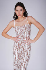 Anfisa Spaghetti Strap Lace Midi Dress