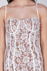 Anfisa Spaghetti Strap Lace Midi Dress