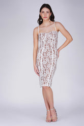 Anfisa Spaghetti Strap Lace Midi Dress