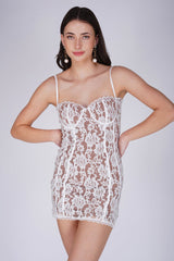 Spaghetti Strap Boning Corset Lace Short Dress