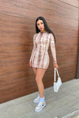 Chic Full Sleeves Tie Dye Print Bodycon Dress