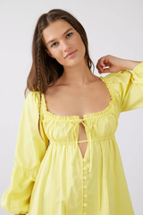 Leslie Black Hollow Cutout Bell Sleeves Mesh Drawstrings Mini Dress