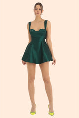 Seraphina Emerald Sequin Back Bow Skater Party Dress
