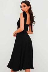 Rooz Sweetheart Neck Split Midi Dress