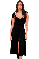 Rooz Sweetheart Neck Split Midi Dress