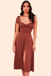 Lace up Sweetheart Neck Split Dress