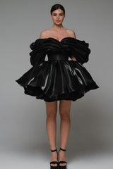 Off Neck Tube Top Backless Fit & Flare Mini Dress