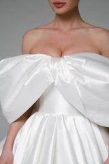 Off Shoulder Puff Sleeves Corset Backless Short Dress