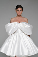 Off Shoulder Puff Sleeves Corset Backless Short Dress