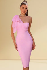 Lavi Luxe Tube Ribbon Strap Bodycon Midi Dress
