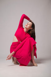 Majestic Pink Cutout Full Sleeves Maxi Dress