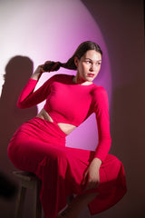 Majestic Pink Cutout Full Sleeves Maxi Dress