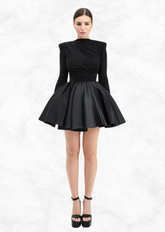 Midnight Majesty Black Full Sleeves Party Dress