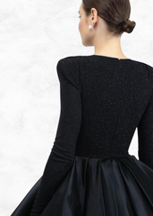 Midnight Majesty Black Full Sleeves Party Dress