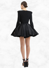 Midnight Majesty Black Full Sleeves Party Dress