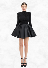 Midnight Majesty Black Full Sleeves Party Dress