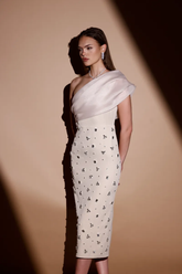 Moonlit Luxe White One-Shoulder Midi Dress