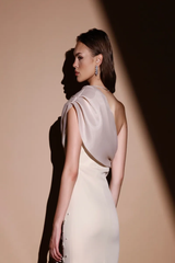Moonlit Luxe White One-Shoulder Midi Dress