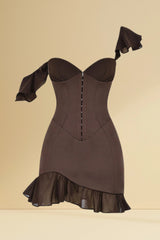 Galliana Sweetheart Neck Ruffled Corset Mini Dress