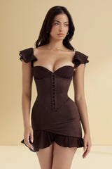 Galliana Sweetheart Neck Ruffled Corset Mini Dress
