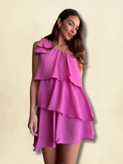 Petal Wave One Shoulder Short Dress