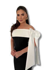 Iris Chic Off-shoulder Drape Midi Dress