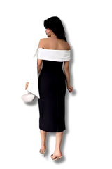 Iris Chic Off-shoulder Drape Midi Dress