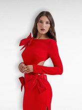 Red Affair Full Sleeves Bodycon Maxi Dress